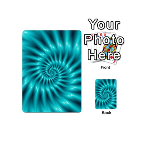 Glossy Turquoise Spiral Fractal  Playing Cards 54 (Mini) from ArtsNow.com Back