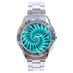 Glossy Turquoise Spiral Fractal  Stainless Steel Analogue Watch