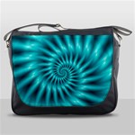 Glossy Turquoise Spiral Fractal  Messenger Bag