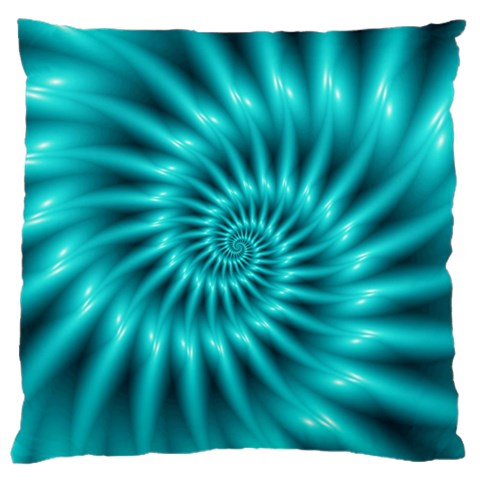 Glossy Turquoise Spiral Fractal  Large Cushion Case (One Side) from ArtsNow.com Front