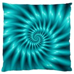 Glossy Turquoise Spiral Fractal  Large Cushion Case (One Side)