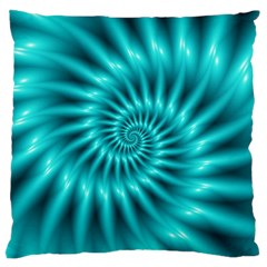 Glossy Turquoise Spiral Fractal  Large Cushion Case (Two Sides) from ArtsNow.com Back