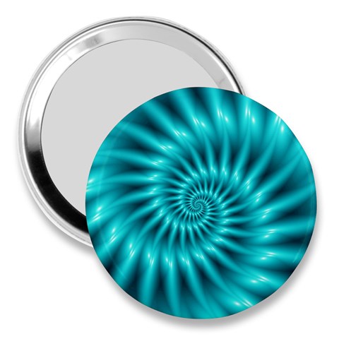 Glossy Turquoise Spiral Fractal  3  Handbag Mirror from ArtsNow.com Front