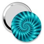 Glossy Turquoise Spiral Fractal  3  Handbag Mirror