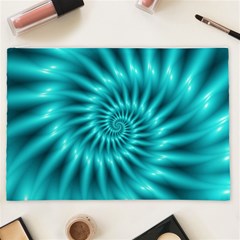 Glossy Turquoise Spiral Fractal  Cosmetic Bag (XXL) from ArtsNow.com Front