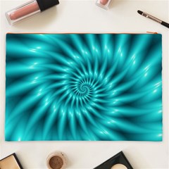 Glossy Turquoise Spiral Fractal  Cosmetic Bag (XXL) from ArtsNow.com Back