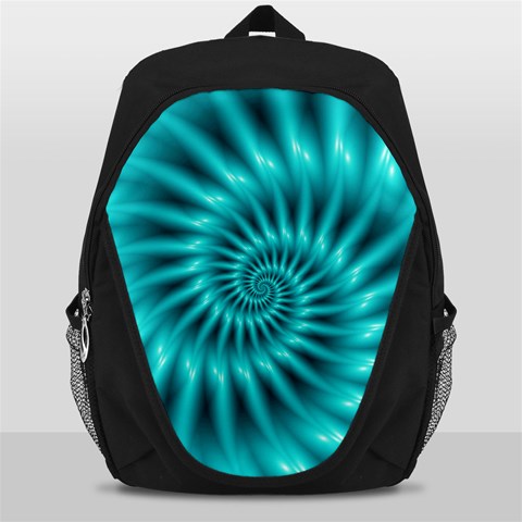 Glossy Turquoise Spiral Fractal  Backpack Bag from ArtsNow.com Front