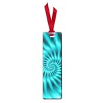 Glossy Turquoise Spiral Fractal  Small Book Mark