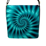 Glossy Turquoise Spiral Fractal  Flap Closure Messenger Bag (L)