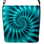 Glossy Turquoise Spiral Fractal  Flap Closure Messenger Bag (S)