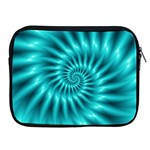 Glossy Turquoise Spiral Fractal  Apple iPad 2/3/4 Zipper Case