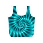 Glossy Turquoise Spiral Fractal  Full Print Recycle Bag (S)