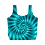 Glossy Turquoise Spiral Fractal  Full Print Recycle Bag (M)