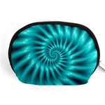 Glossy Turquoise Spiral Fractal  Accessory Pouch (Medium)