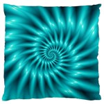 Glossy Turquoise Spiral Fractal  Standard Flano Cushion Case (One Side)