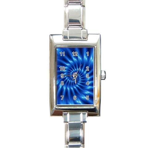 Glossy Electric Blue Spiral Fractal  Rectangle Italian Charm Watch from ArtsNow.com Front