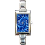 Glossy Electric Blue Spiral Fractal  Rectangle Italian Charm Watch