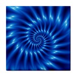 Glossy Electric Blue Spiral Fractal  Tile Coaster