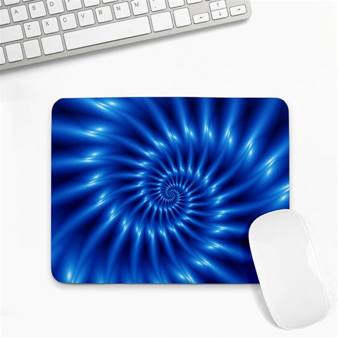 Glossy Electric Blue Spiral Fractal  Small Mousepad from ArtsNow.com Front