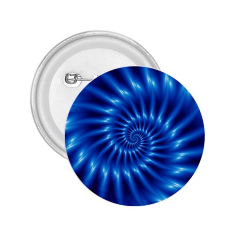 Glossy Electric Blue Spiral Fractal  2.25  Button from ArtsNow.com Front