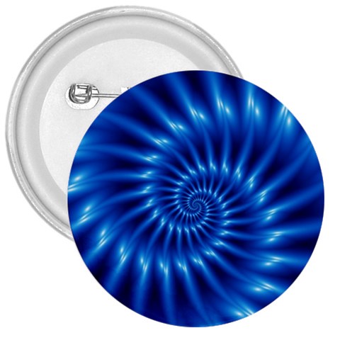 Glossy Electric Blue Spiral Fractal  3  Button from ArtsNow.com Front