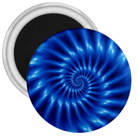 Glossy Electric Blue Spiral Fractal  3  Magnet from ArtsNow.com Front