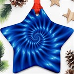 Glossy Electric Blue Spiral Fractal  Ornament (Star)