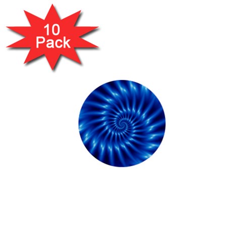 Glossy Electric Blue Spiral Fractal  1  Mini Button (10 pack)  from ArtsNow.com Front