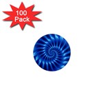 Glossy Electric Blue Spiral Fractal  1  Mini Magnet (100 pack) 