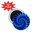 Glossy Electric Blue Spiral Fractal  1.75  Magnet (10 pack) 