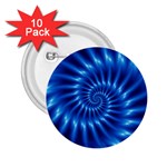 Glossy Electric Blue Spiral Fractal  2.25  Button (10 pack)