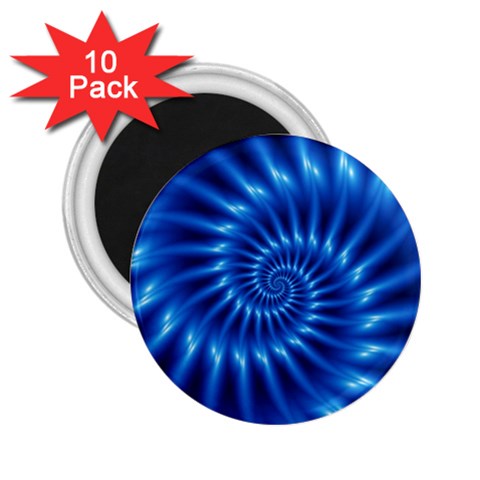 Glossy Electric Blue Spiral Fractal  2.25  Magnet (10 pack) from ArtsNow.com Front