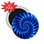 Glossy Electric Blue Spiral Fractal  2.25  Magnet (10 pack)