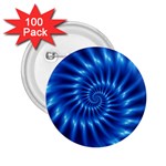 Glossy Electric Blue Spiral Fractal  2.25  Button (100 pack)