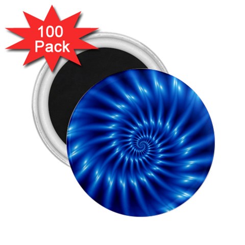 Glossy Electric Blue Spiral Fractal  2.25  Magnet (100 pack)  from ArtsNow.com Front