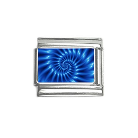 Glossy Electric Blue Spiral Fractal  Italian Charm (9mm) from ArtsNow.com Front