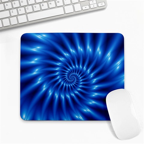 Glossy Electric Blue Spiral Fractal  Large Mousepad from ArtsNow.com Front