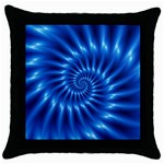 Glossy Electric Blue Spiral Fractal  Throw Pillow Case (Black)