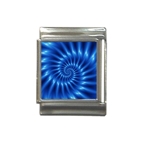 Glossy Electric Blue Spiral Fractal  Italian Charm (13mm) from ArtsNow.com Front