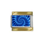 Glossy Electric Blue Spiral Fractal  Gold Trim Italian Charm (9mm)