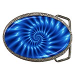 Glossy Electric Blue Spiral Fractal  Belt Buckle