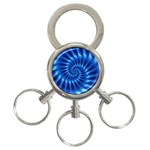 Glossy Electric Blue Spiral Fractal  3-Ring Key Chain