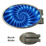 Glossy Electric Blue Spiral Fractal  Money Clip (Oval)