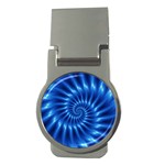 Glossy Electric Blue Spiral Fractal  Money Clip (Round)