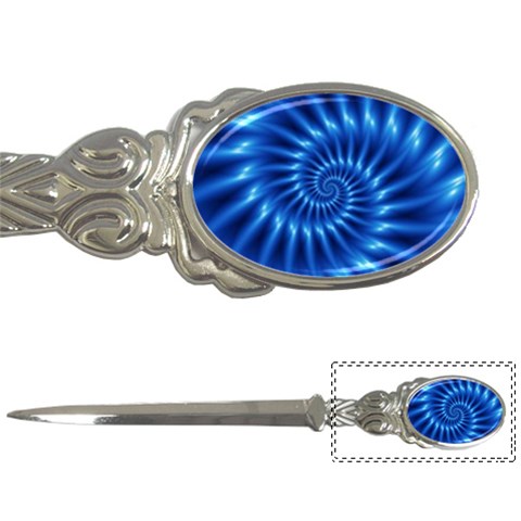 Glossy Electric Blue Spiral Fractal  Letter Opener from ArtsNow.com Front