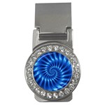 Glossy Electric Blue Spiral Fractal  Money Clip (CZ)