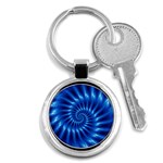 Glossy Electric Blue Spiral Fractal  Key Chain (Round)