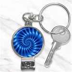 Glossy Electric Blue Spiral Fractal  Nail Clippers Key Chain