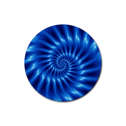 Glossy Electric Blue Spiral Fractal  Rubber Coaster (Round) from ArtsNow.com Front