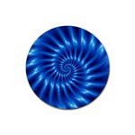 Glossy Electric Blue Spiral Fractal  Rubber Coaster (Round)